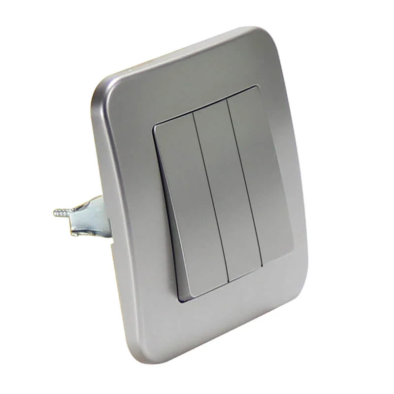 Interruptor Empotrable Triple Gris Basic Marco Incluido