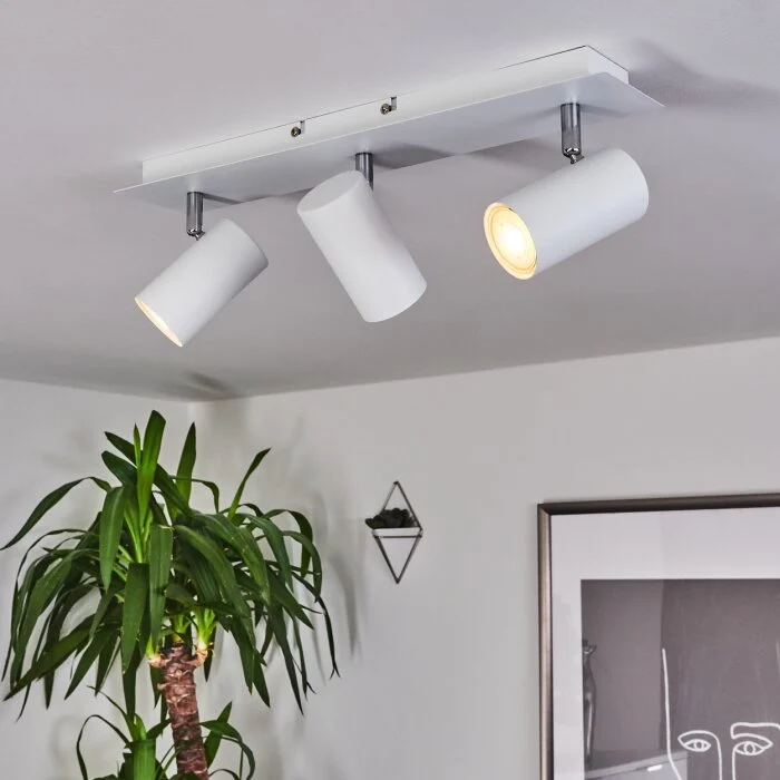 Javel Lámpara de Techo Cromo, Blanca, 3 luces