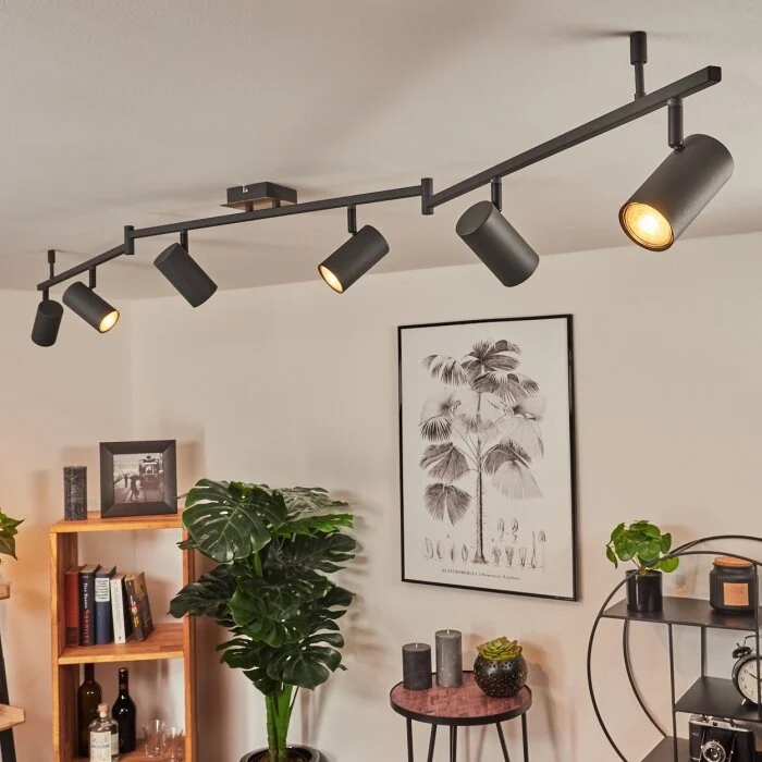 Javel Lámpara de Techo Marrón, Gris, Color madera, Negro, 6 luces