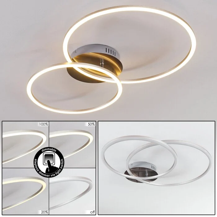 Johsa Lámpara de Techo LED Níquel-mate, 2 luces