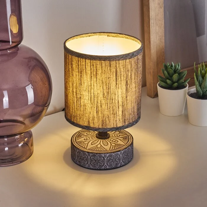 Kigombo Lámpara de mesa Gris, Negro, 1 luz