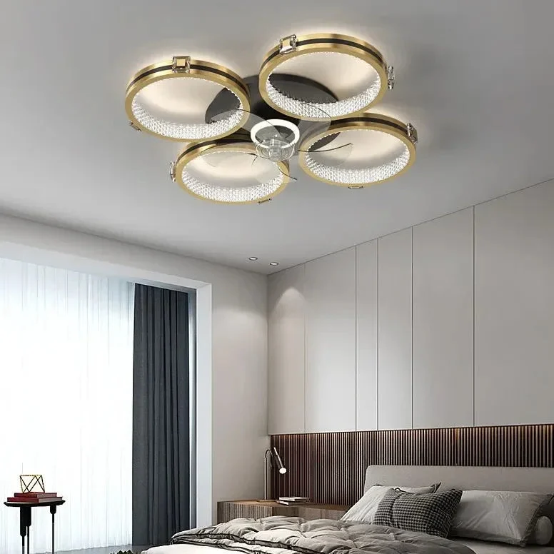 Ventilador de techo 5 aspas con luz estilo lujoso para dormitorio