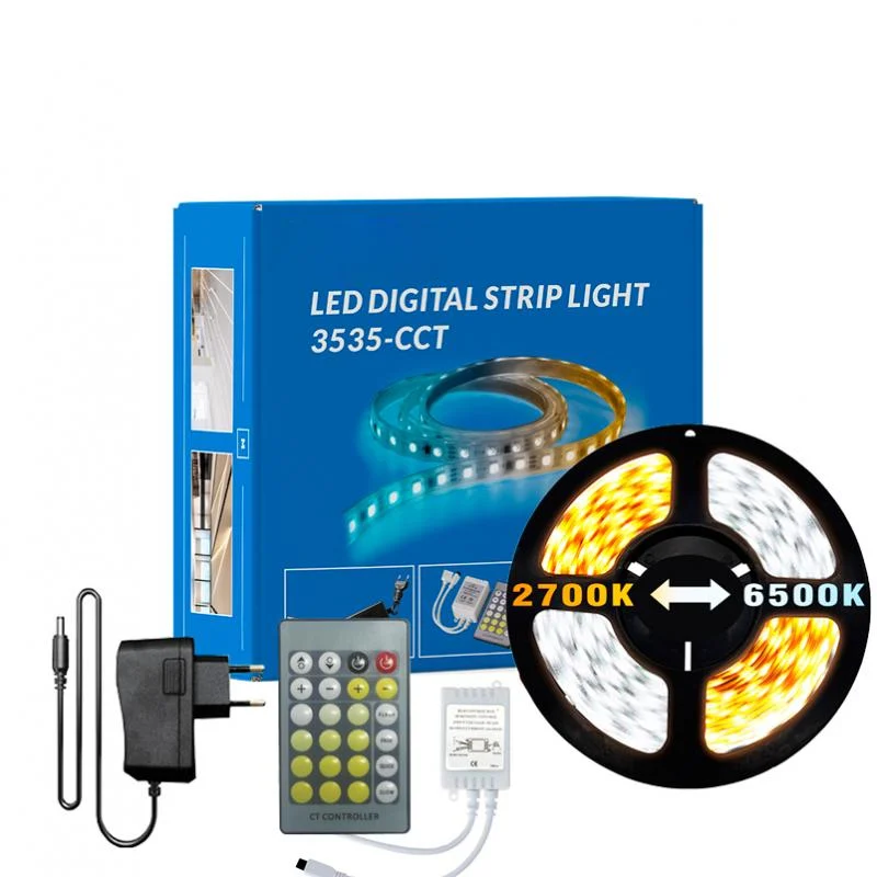 Kit Tira LED 15W 24V 120L IP20 CCT con Mando y Fuente de Alimentación (3 metros)
