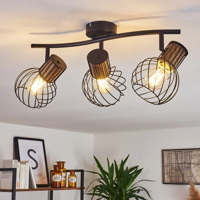 Koler Lámpara de Techo Negro, 3 luces