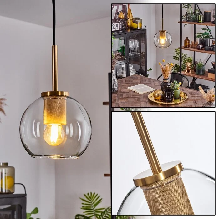 Koyoto Lámpara Colgante Cristal 15 cm dorado, 1 luz