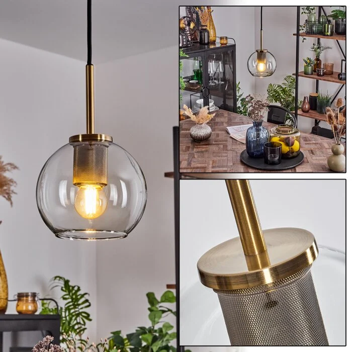 Koyoto Lámpara Colgante Cristal 15 cm Latón antiguo, 1 luz