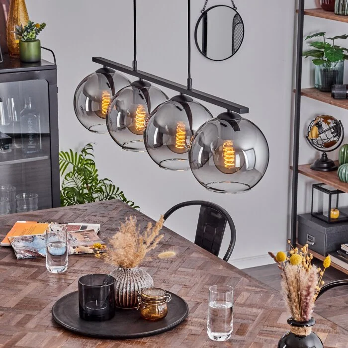 Koyoto Lámpara Colgante Cristal 20 cm Ahumado, 4 luces