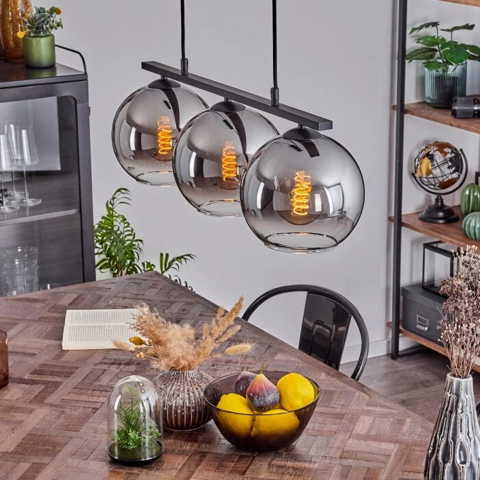Koyoto Lámpara Colgante Cristal 20 cm Ahumado, 3 luces