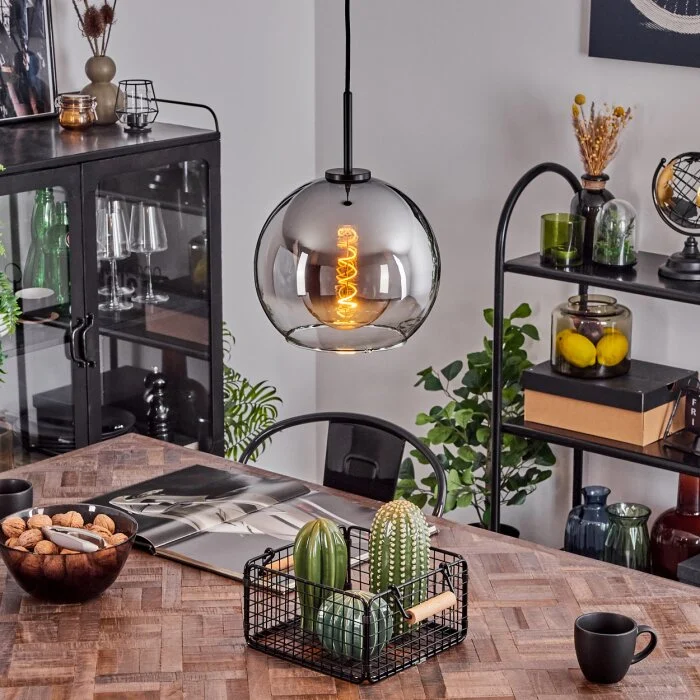 Koyoto Lámpara Colgante Cristal 25 cm Acero bruñido, 1 luz