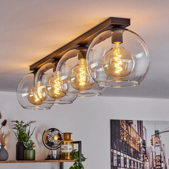 Koyoto  Lámpara de Techo Cristal 25 cm Transparente, 4 luces