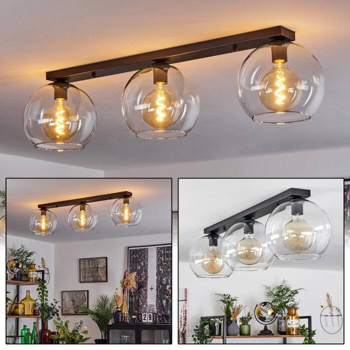 Koyoto  Lámpara de Techo Cristal 25 cm Transparente, 3 luces