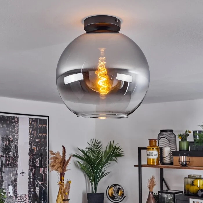 Koyoto  Lámpara de Techo Cristal 30 cm Cromo, Transparente, Ahumado, 1 luz