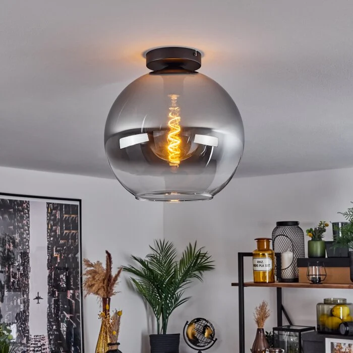 Koyoto  Lámpara de Techo Cristal 30 cm Transparente, Ahumado, 1 luz
