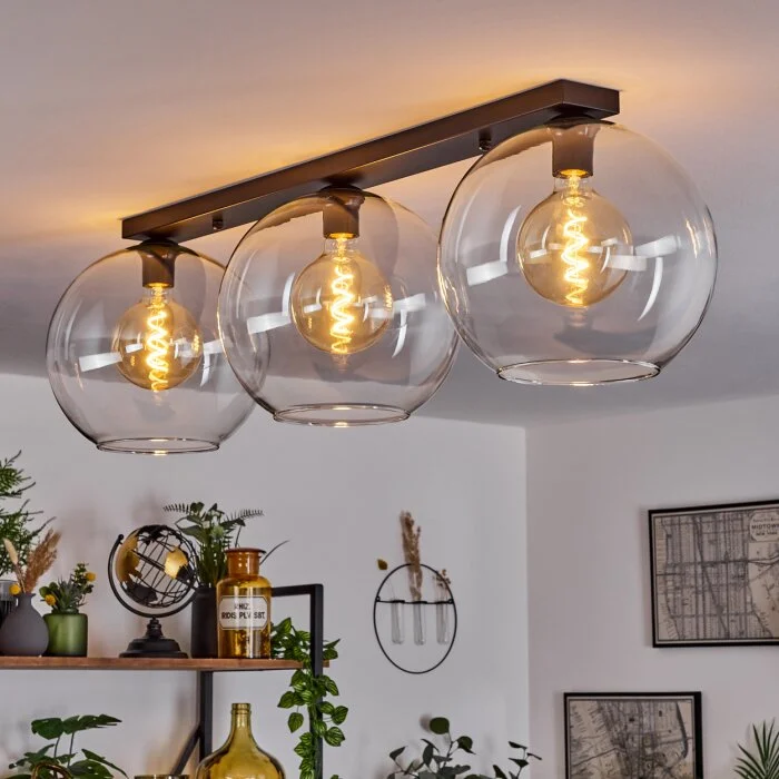 Koyoto  Lámpara de Techo Cristal 30 cm Transparente, 3 luces