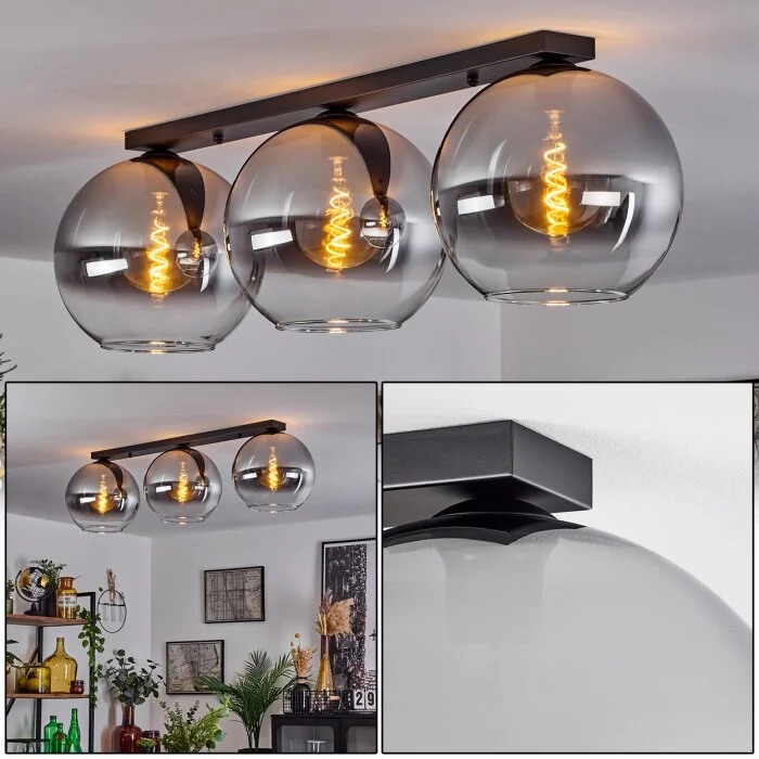 Koyoto  Lámpara de Techo Cristal 30 cm Transparente, Ahumado, 3 luces