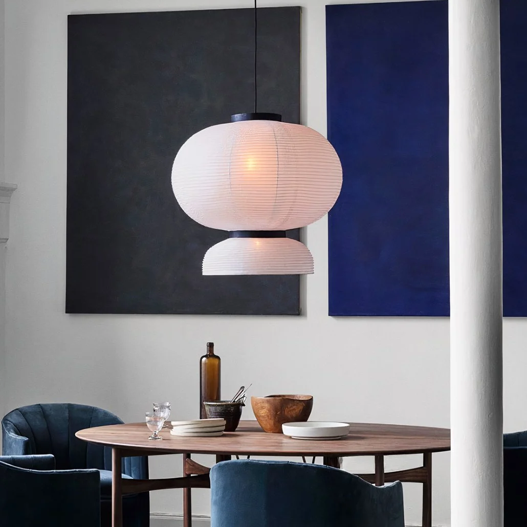 Lámpara de papel colgante blanca estilo Japandi LED para comedor