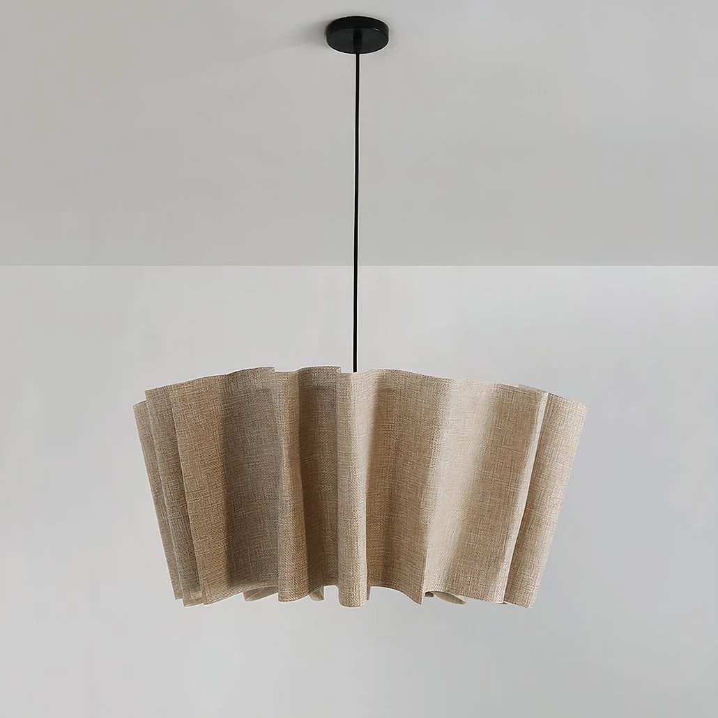 Lámpara colgante de tela estilo Japandi marrón LED para comedor