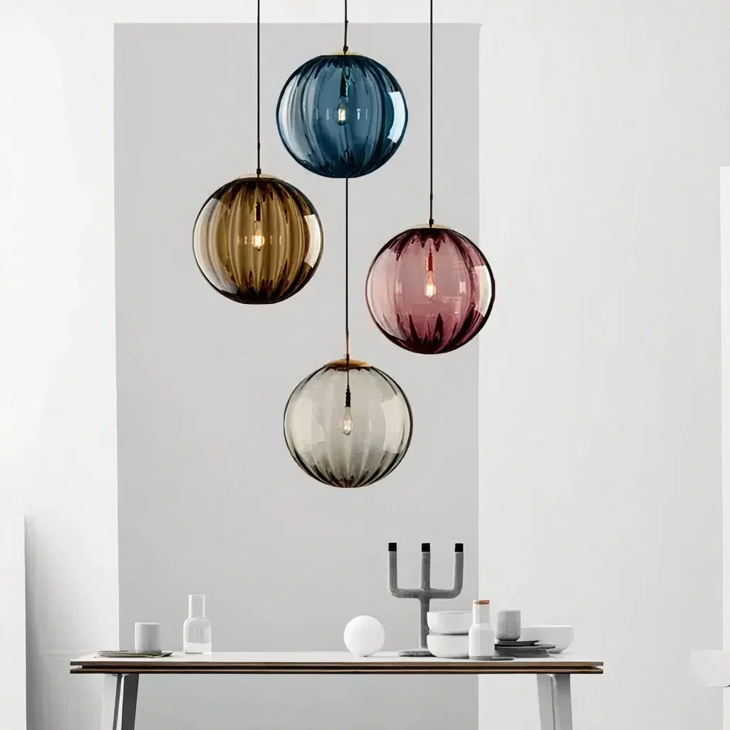 Lámpara Colgante Bola de Vidrio LED Regulable en Altura para Comedor