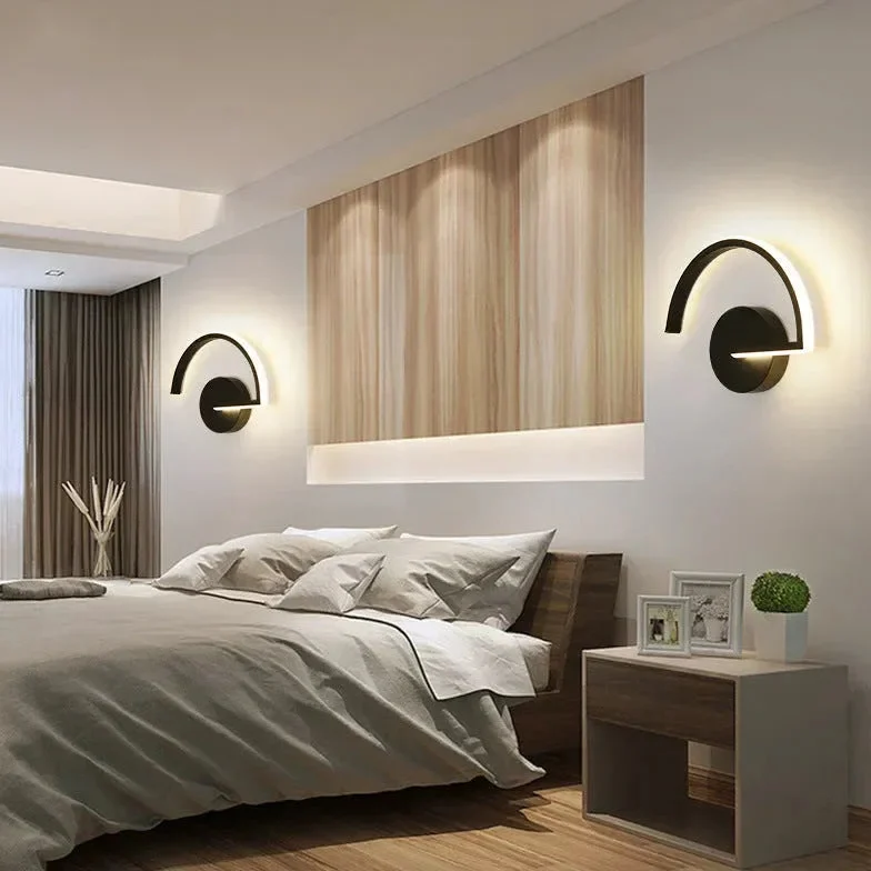 Apliques LED para pared diseño semicircular para dormitorio