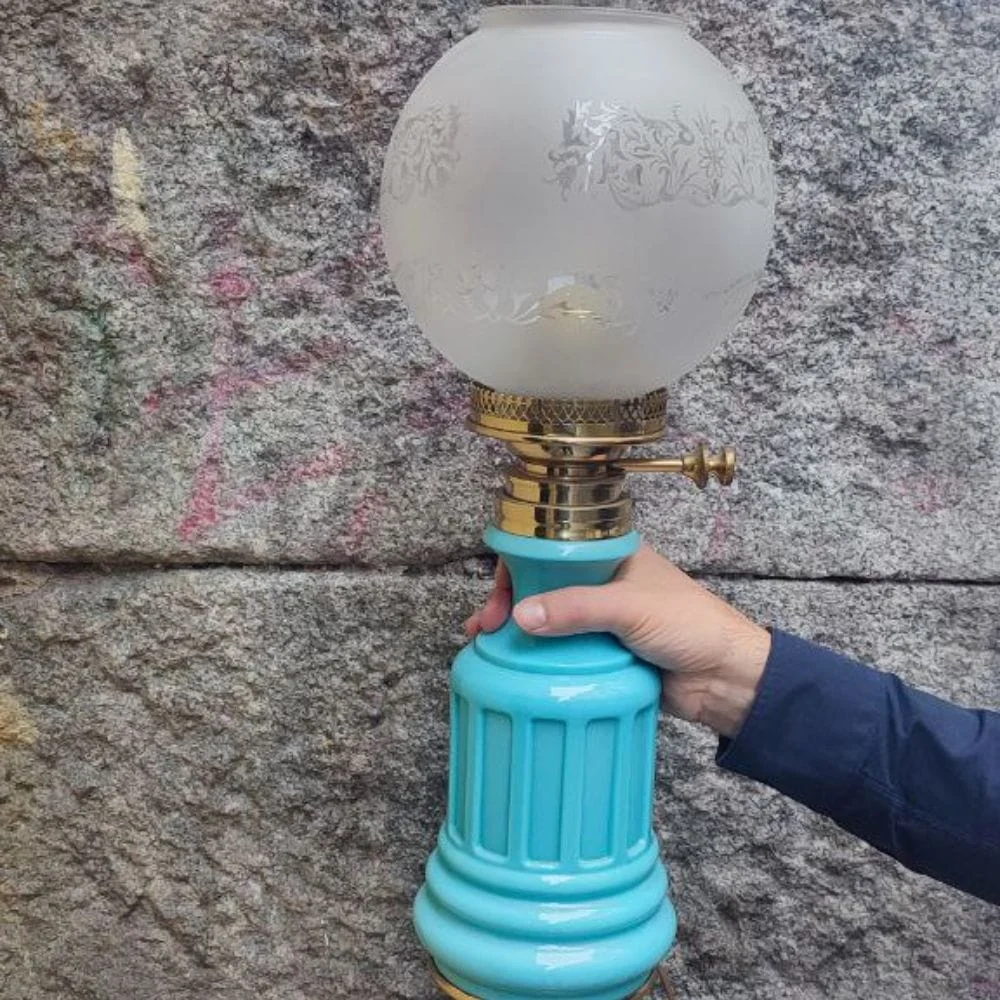 Lámpara Años 50 Azul Cerámica restaurada