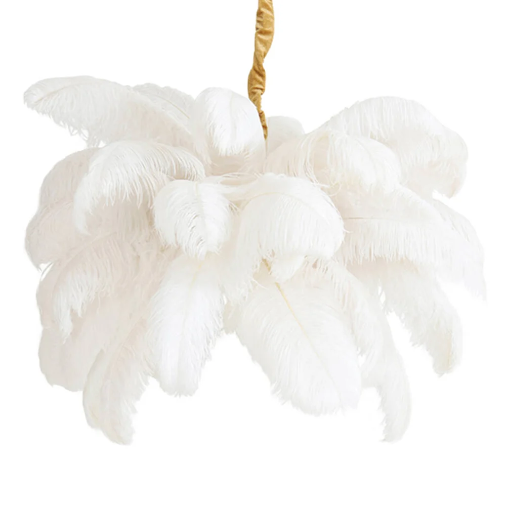 Lámpara colgante clásica blanca con plumas y detalles dorados Light and Living Feather