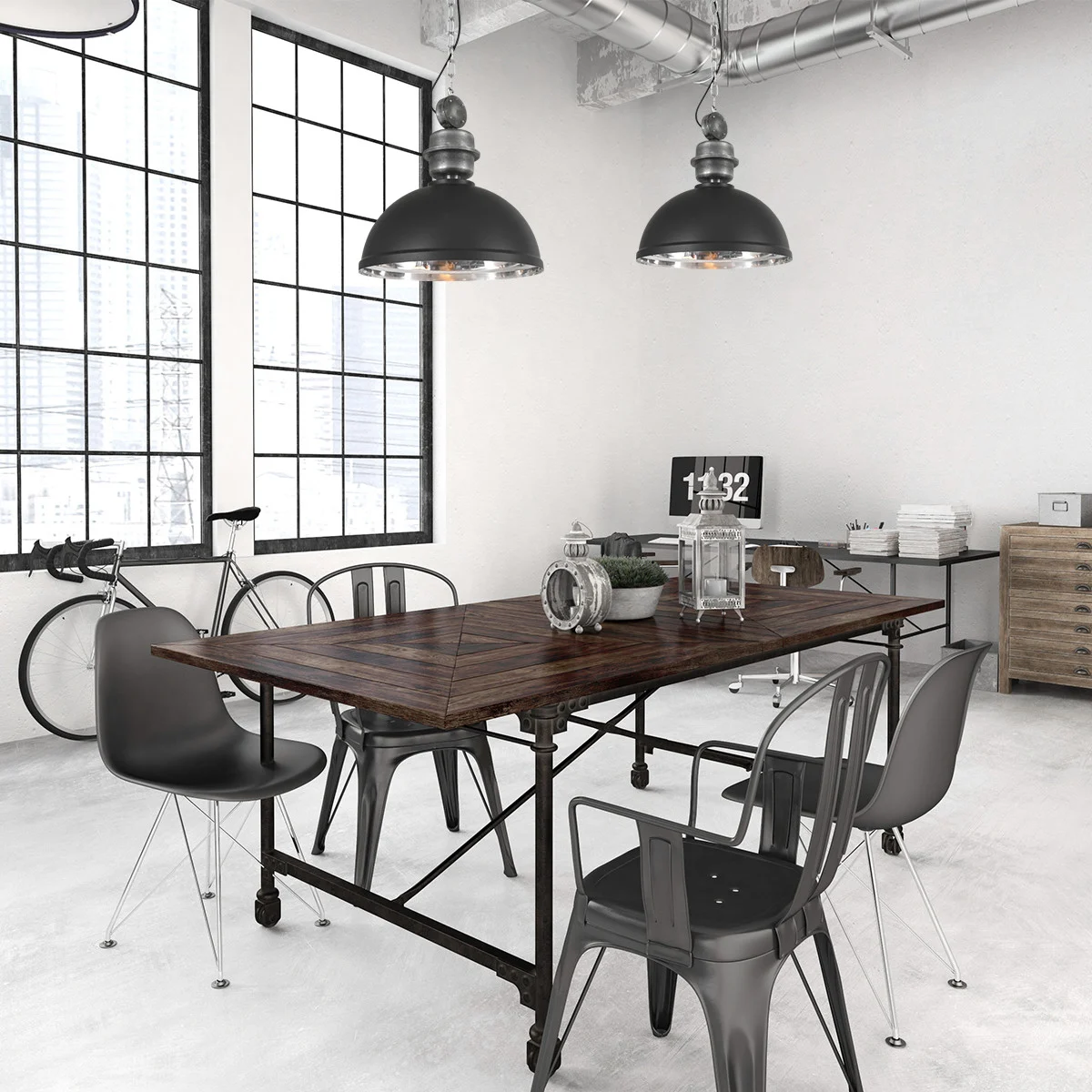 Lámpara colgante industrial de metal negro Mexlite Gaeve