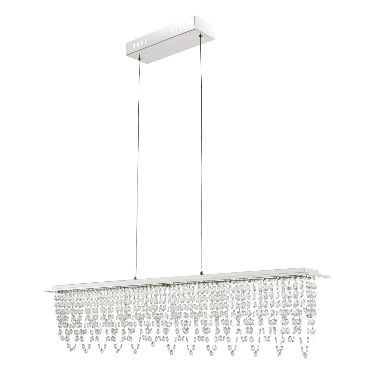 Lámpara colgante rectangular de cromo con colgantes de cristal Globo Scala