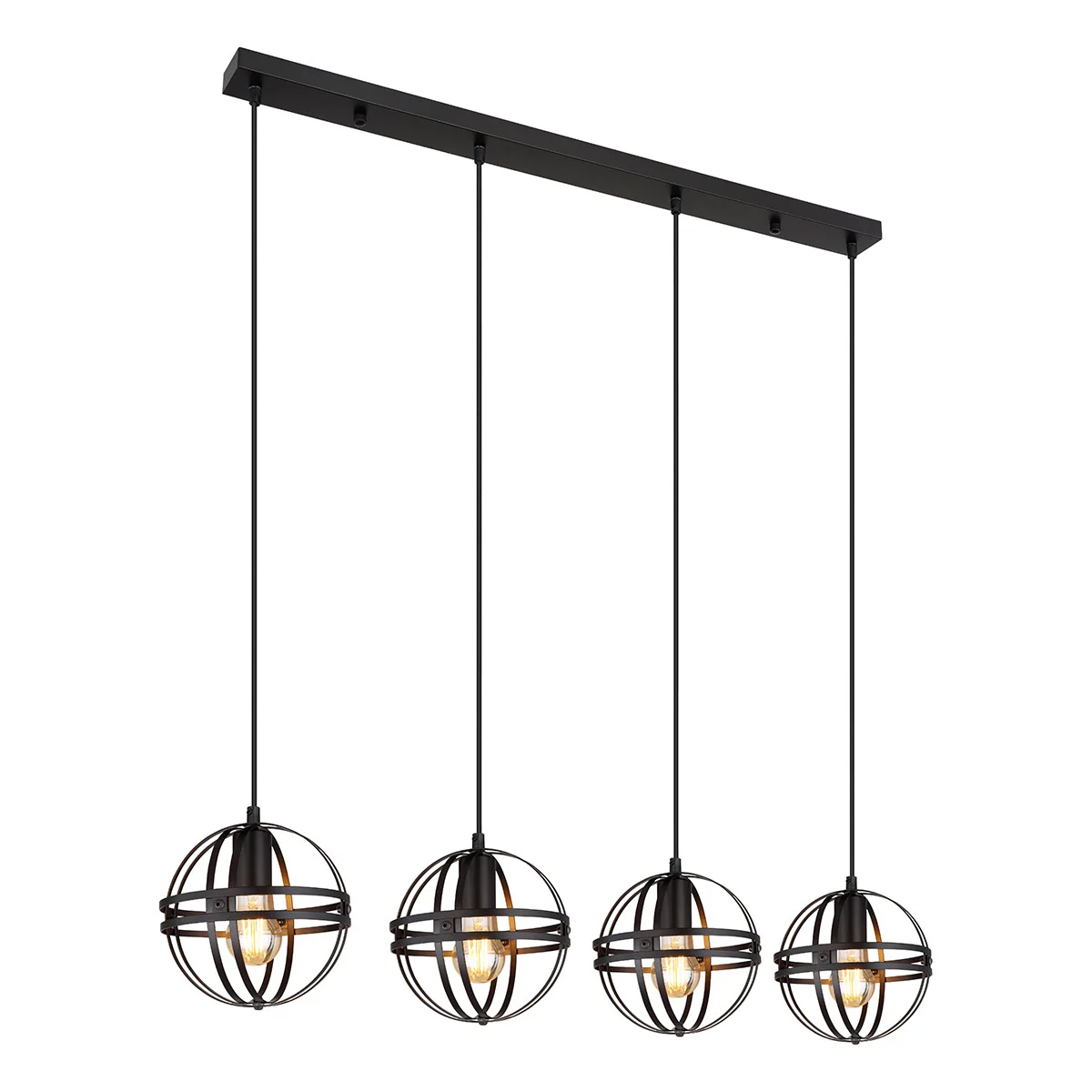 Lámpara colgante retro de metal negro Globo Tamara