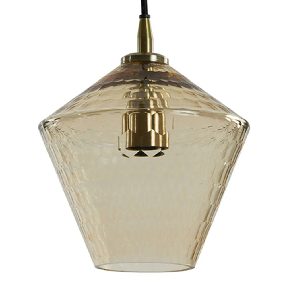 Lámpara colgante retro dorada con vidrio ahumado Light and Living Delila