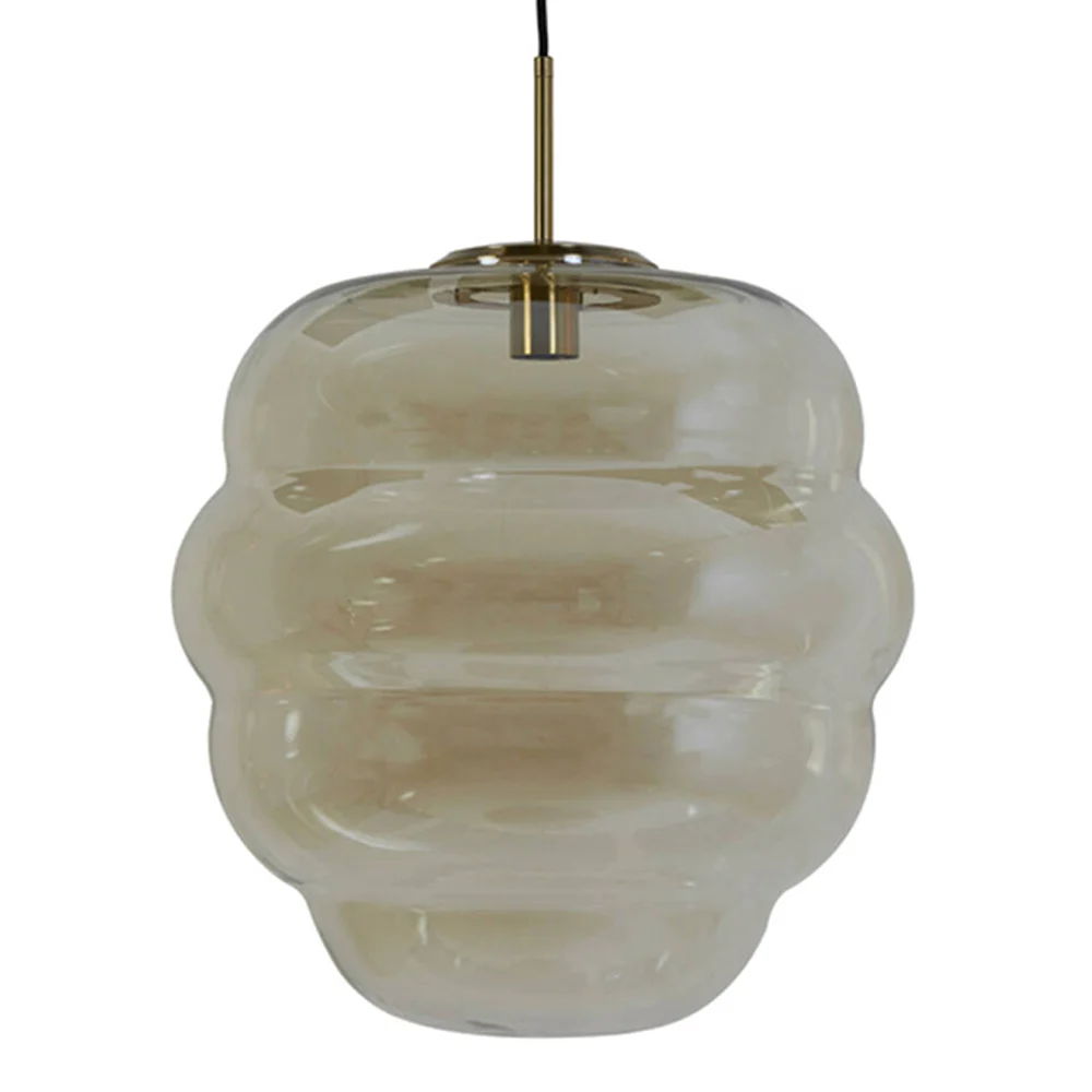 Lámpara colgante retro dorada con vidrio ahumado oval Light and Living Misty