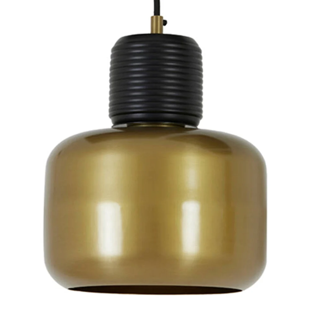 Lámpara colgante retro dorada con vidrio negro Light and Living Chania