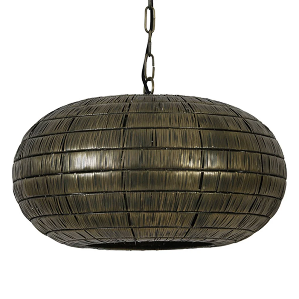 Lámpara colgante retro dorada de ratán Light and Living Kymori