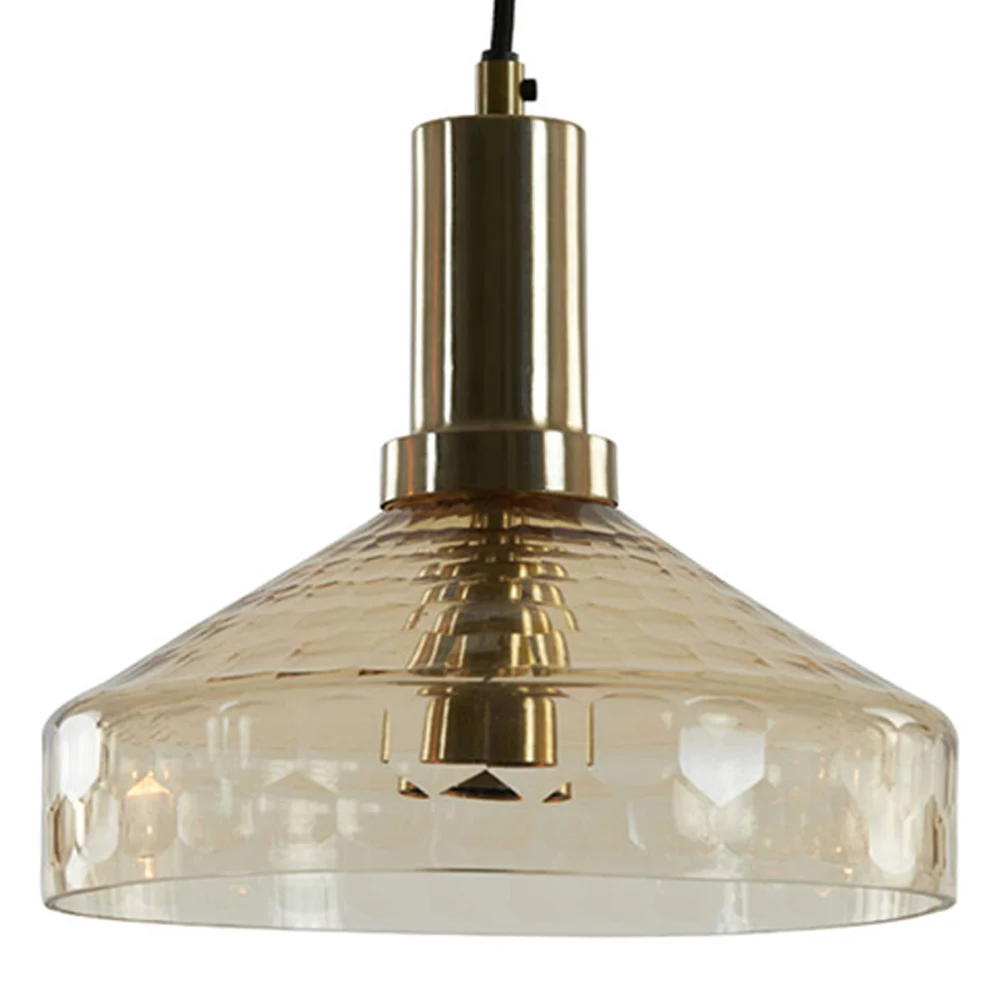 Lámpara colgante retro dorada redonda con vidrio ahumado Light and Living Delilo