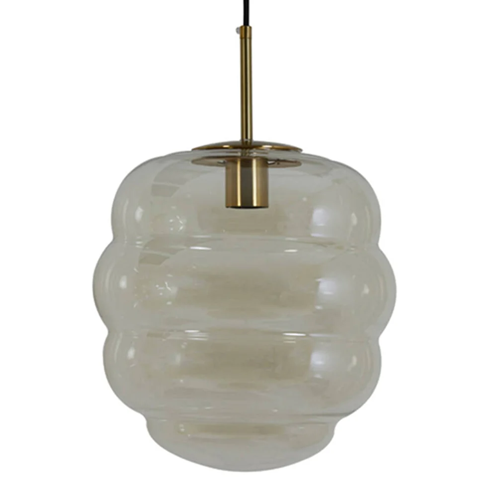 Lámpara colgante retro dorada y blanca con vidrio ahumado Light and Living Misty