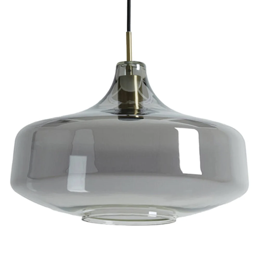Lámpara colgante retro gris redonda de vidrio ahumado Light and Living Solna