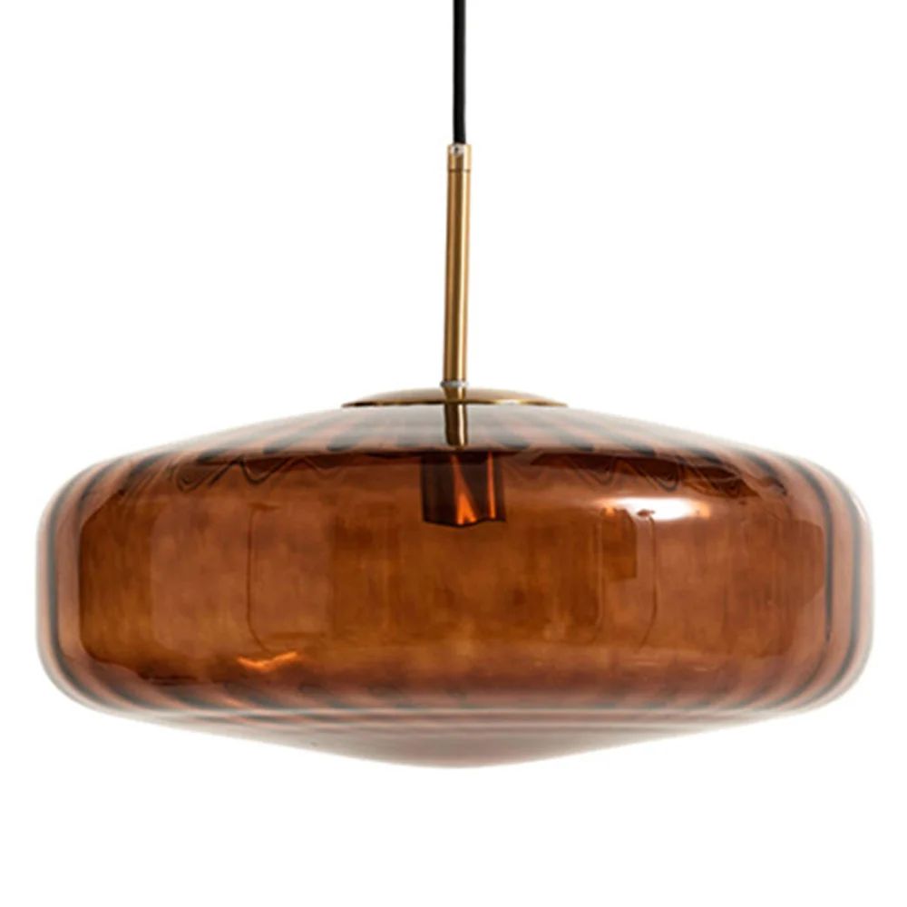 Lámpara colgante retro marrón de vidrio ahumado Light and Living Pleat