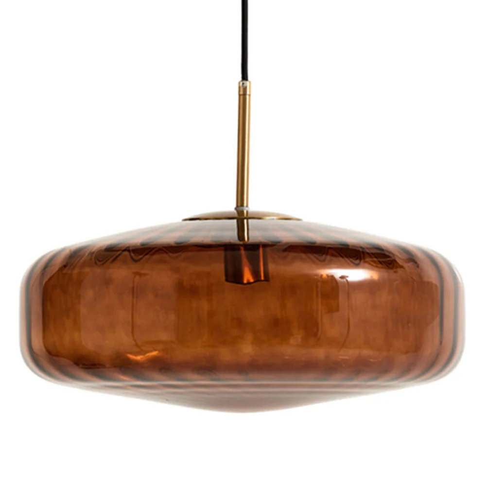 Lámpara colgante retro marrón y dorada Light and Living Pleat