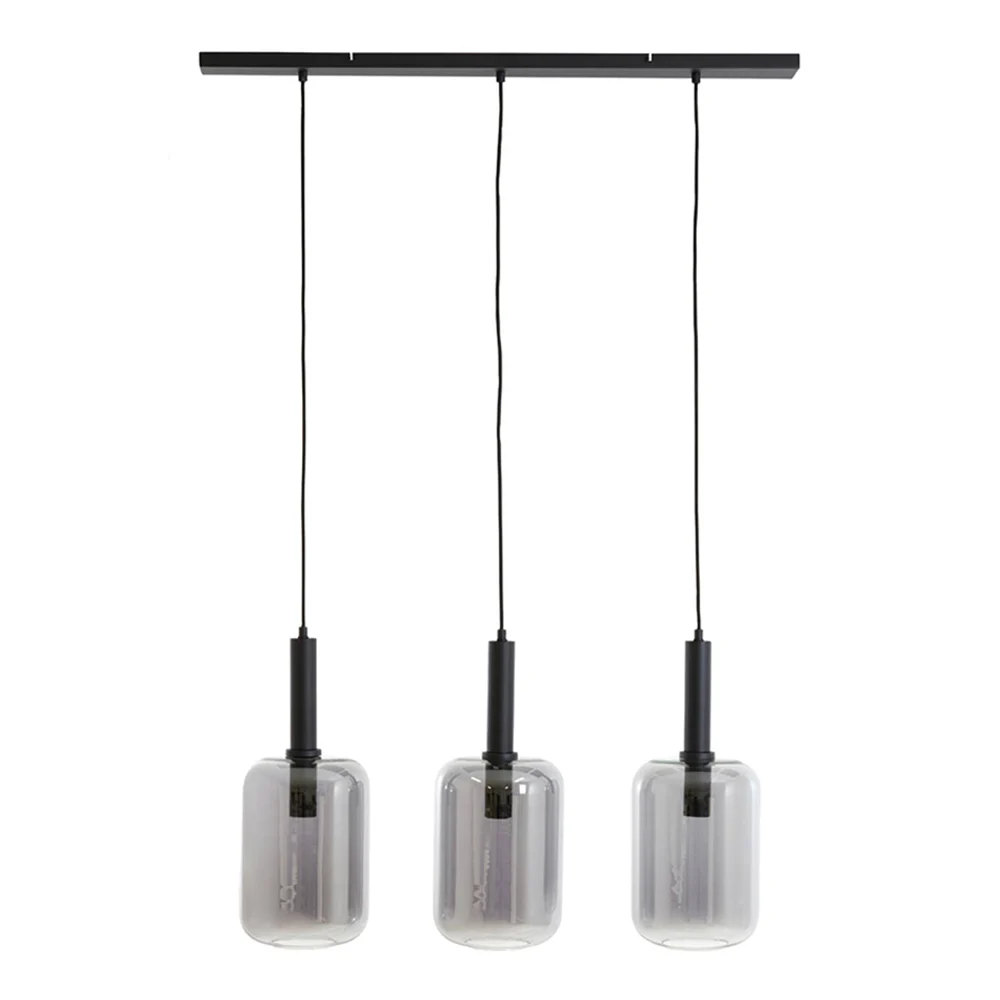 Lámpara colgante retro negra con tres puntos de luz Light and Living Lekar