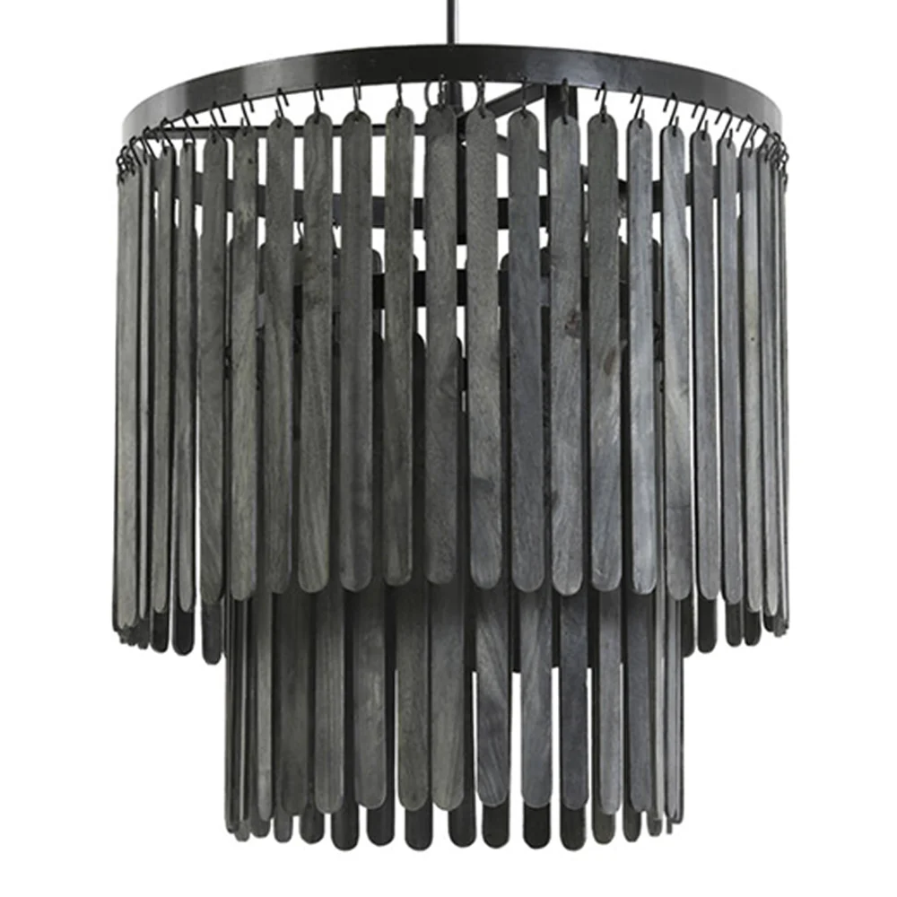 Lámpara colgante retro negra de madera Light and Living Gularo