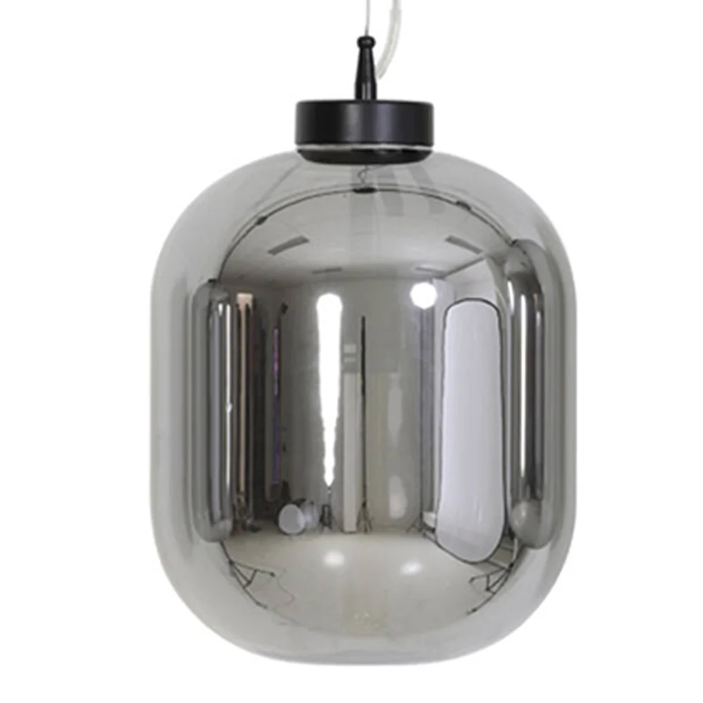 Lámpara colgante retro plateada de vidrio ahumado Light and Living Julia