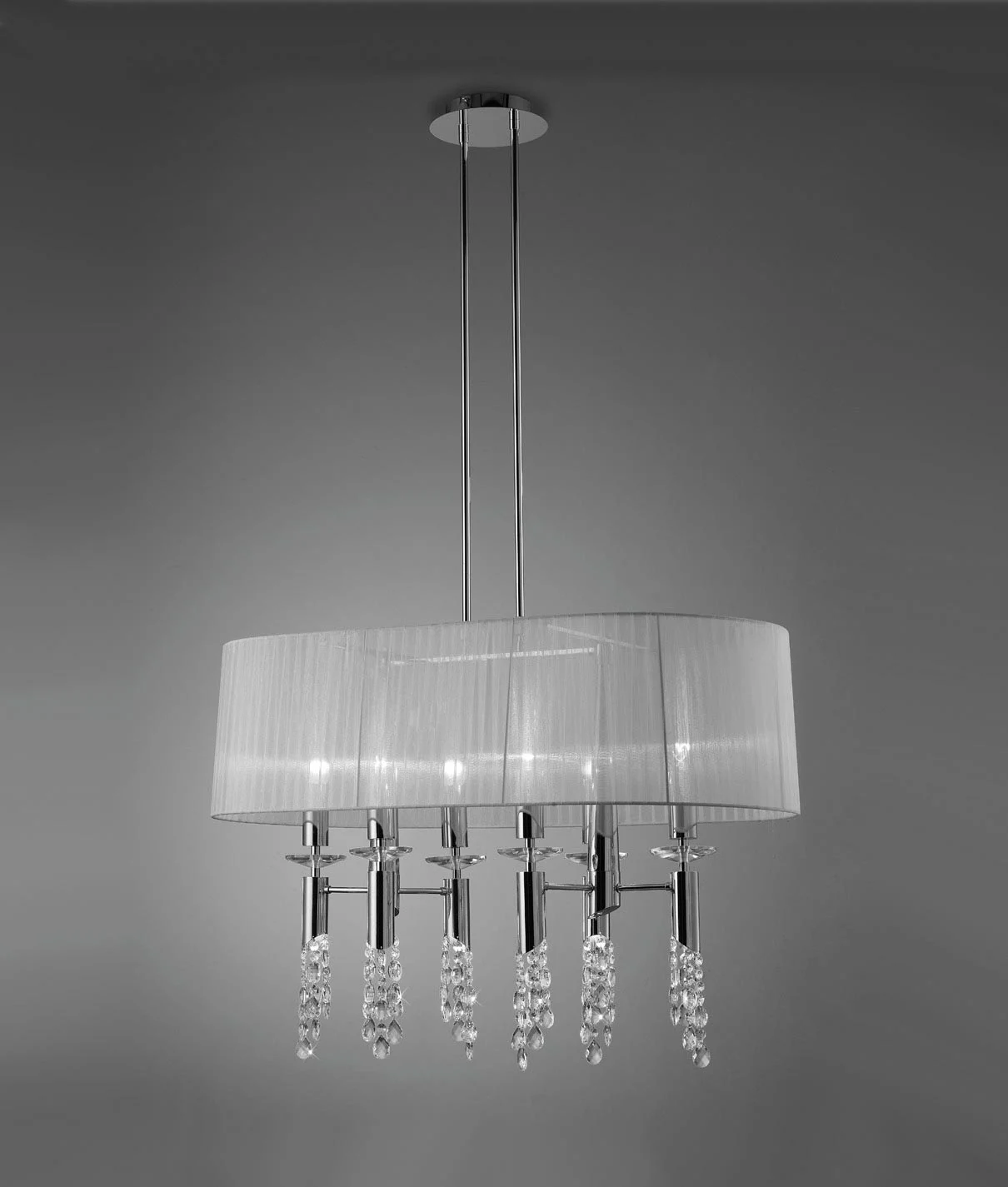 Lámpara cromo pantalla TIFFANY 6+6 luces