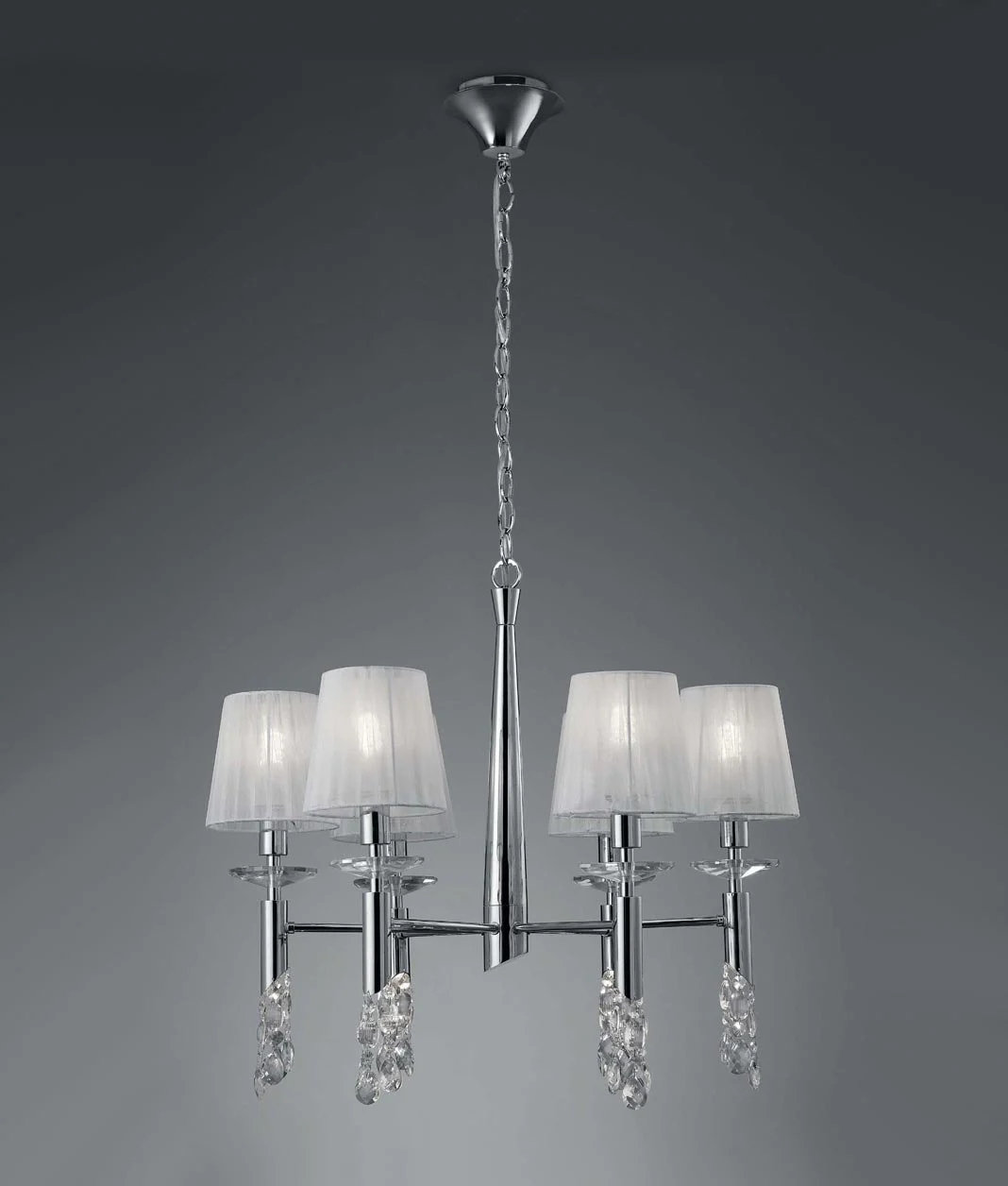 Lámpara mediana cromo TIFFANY 6+6 luces