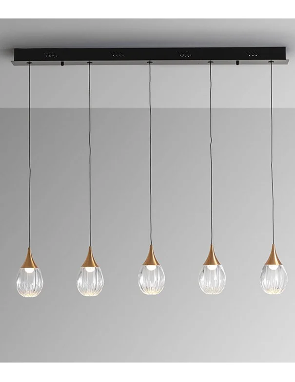 Lámpara Corina Lineal 5 Luces Negro Cobre Schuller