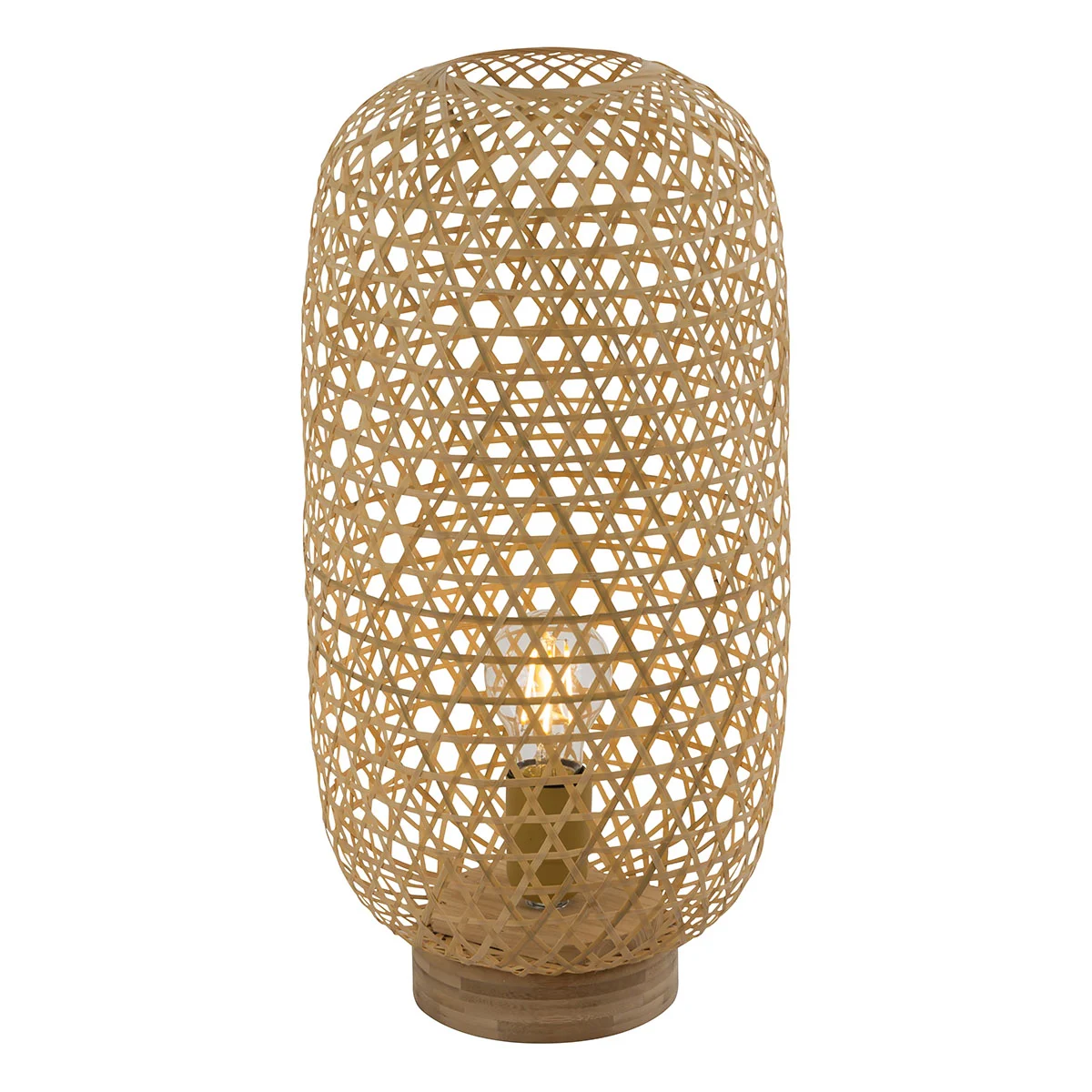 Lámpara de mesa bohemia ovalada de bambú natural Globo Mirena