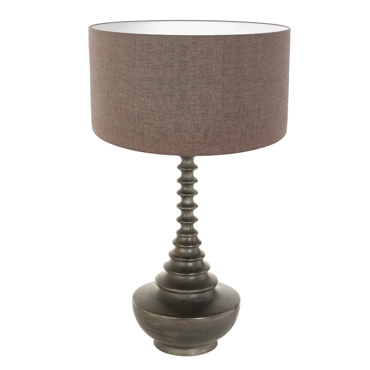 Lámpara de mesa clásica negra y marrón Steinhauer Bois negroantiguo y gris