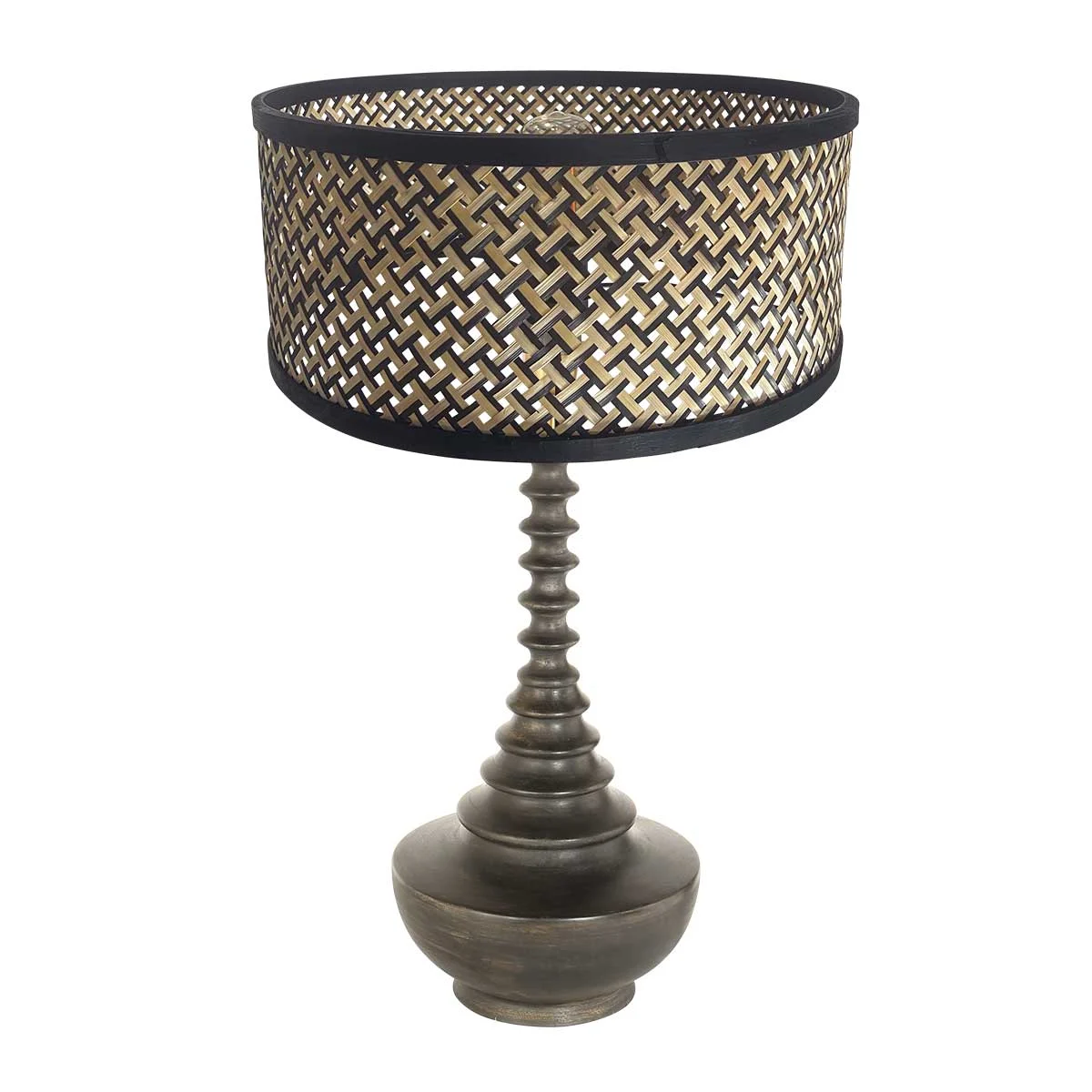 Lámpara de mesa de diseño de madera con pantalla de mimbre Anne Light & Home Bois