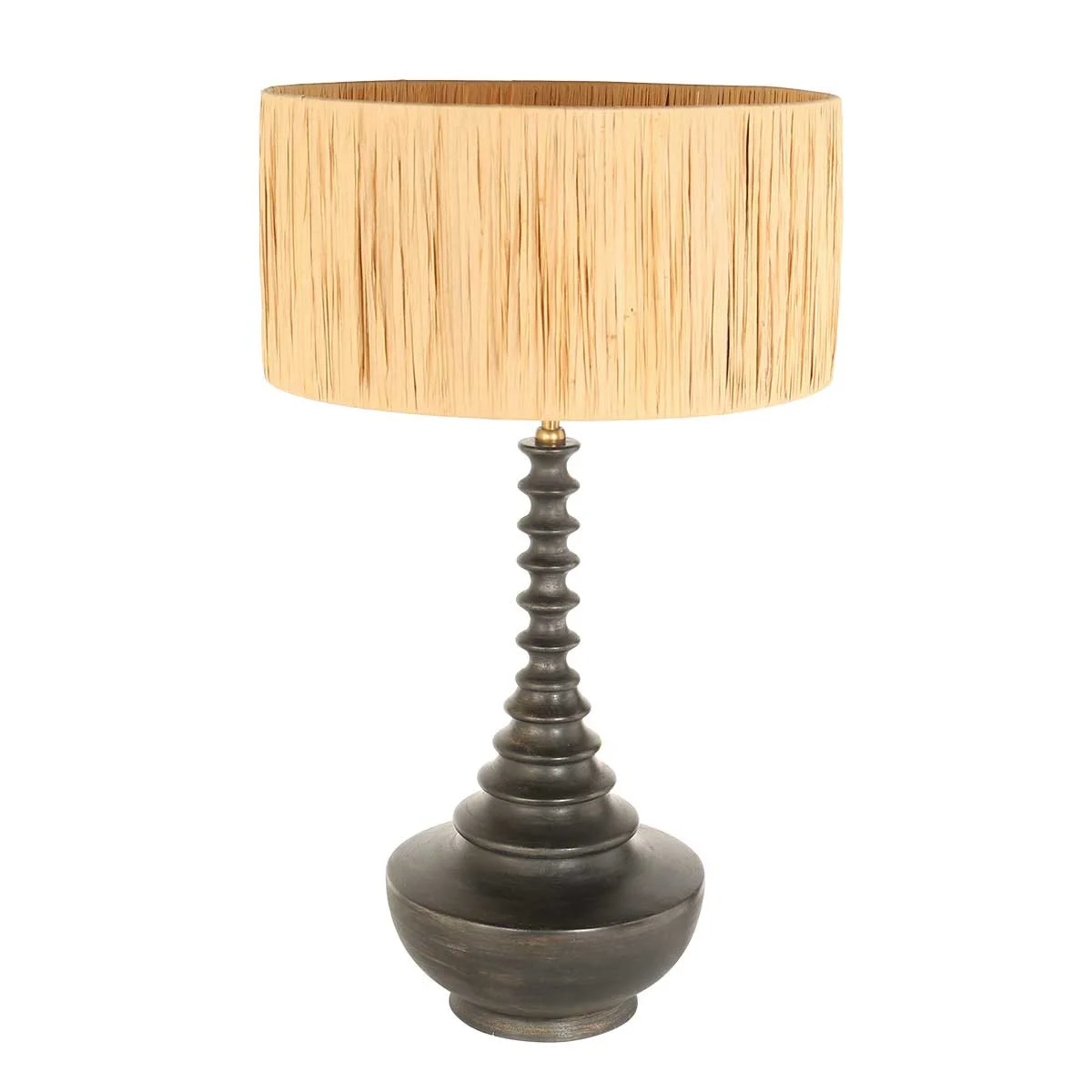 Lámpara de mesa rústica de ratán negro beige Steinhauer Bois negroantiguo y naturel