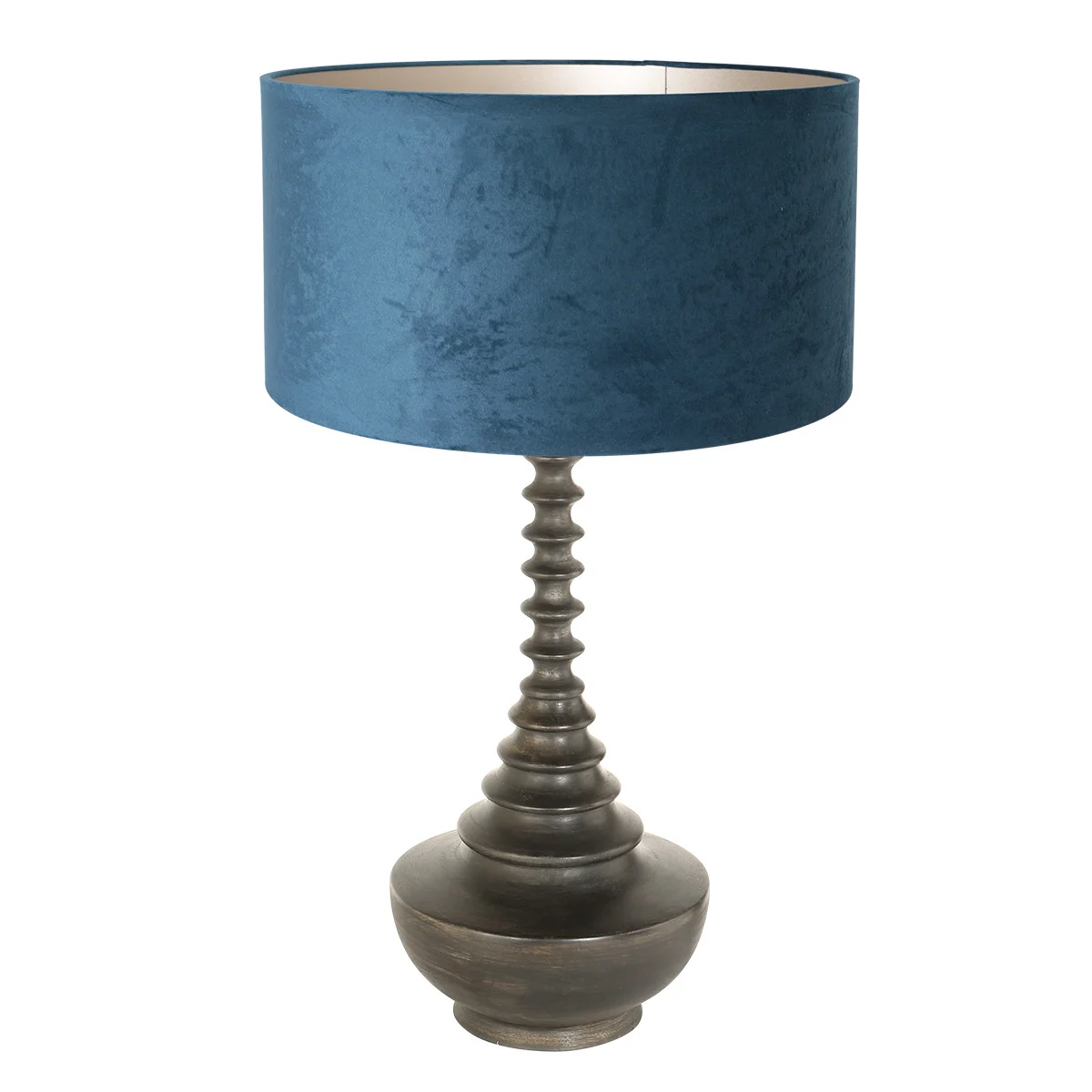 Lámpara de mesa vintage negra con pantalla azul Steinhauer Bois negroantiguo y azul