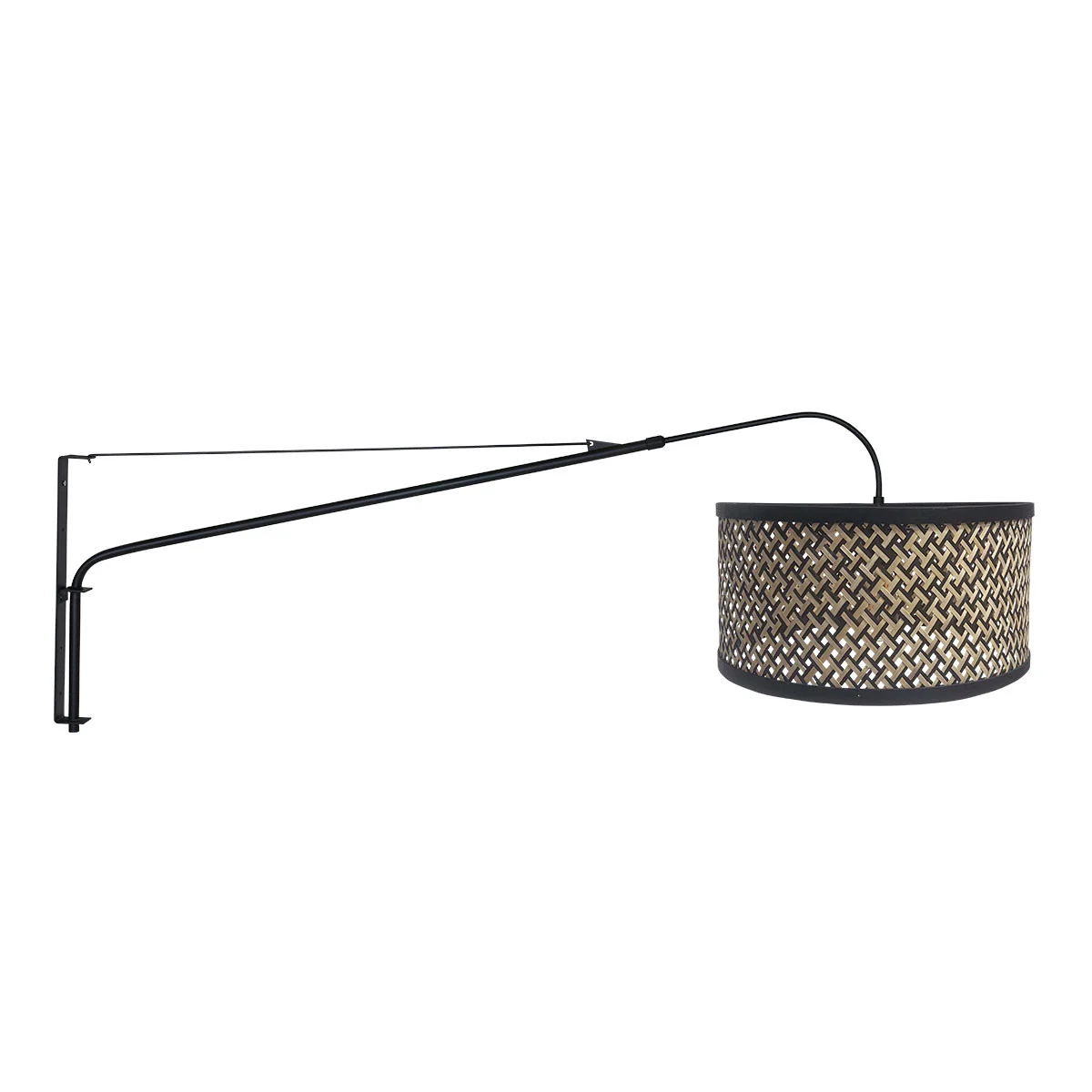 Lámpara de pared con pantalla de ratán en brazo Steinhauer Elegant classy naturel y negro
