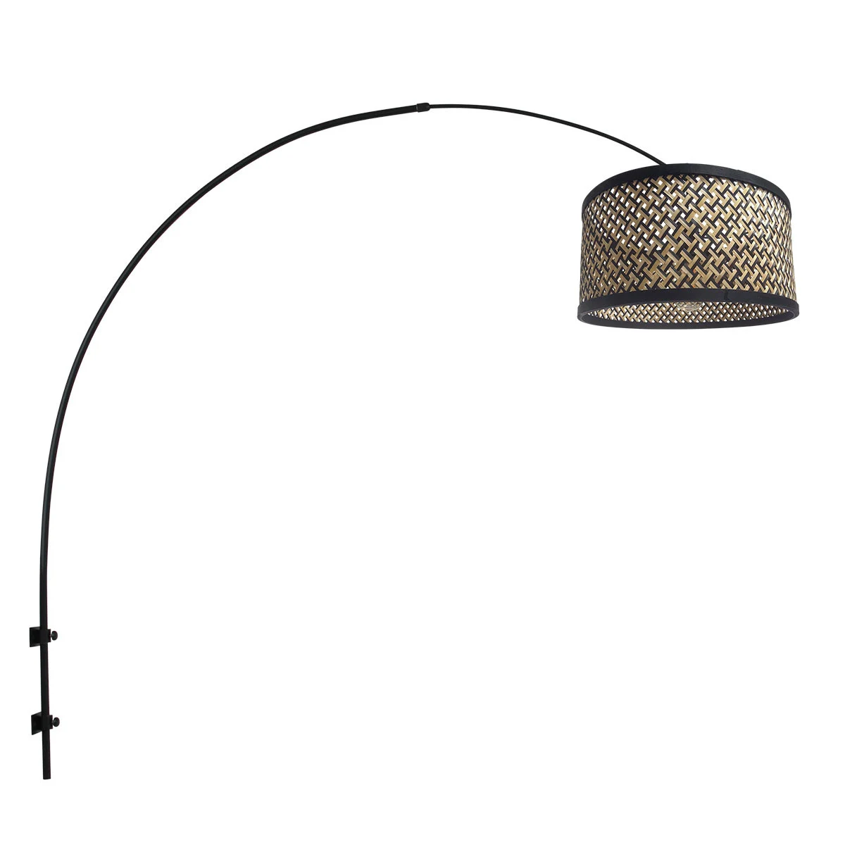 Lámpara de pared en forma de arco con pantalla de ratán Steinhauer Sparkled light naturel y negro